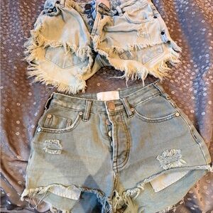 One Teaspoon Denim Shorts, Size 22 Light Denim and Green